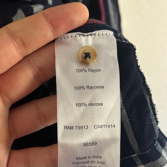 Motherhood Maternity Navy Pink Plaid Shirt Button Down Flannel Casual Medium - Picture 3 of 6